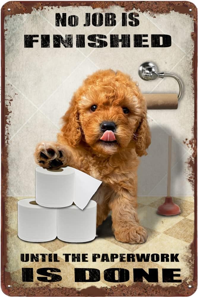 Farming Jobs - Złoty Pies Rasy Goldendoodle Tabliczka Metalowa