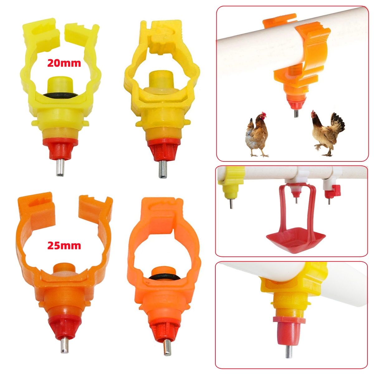 Chicken Nipple Drinker - 20mm 25mm Zaciskowy smoczek do drobiu